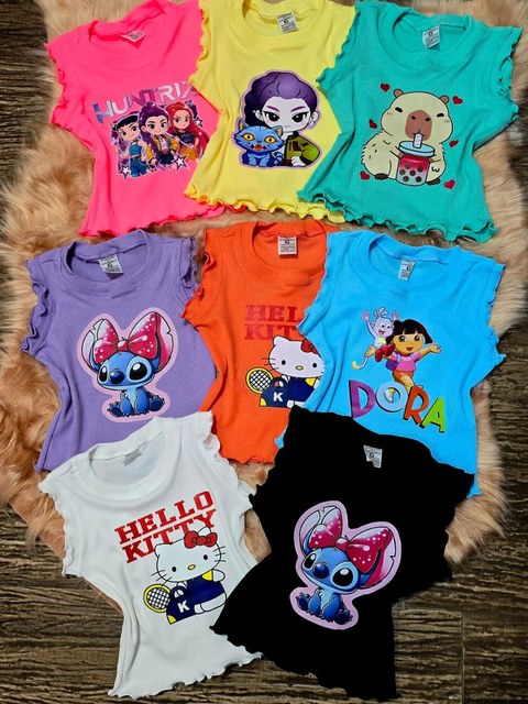Blusinha regata infantil estampas sortidas