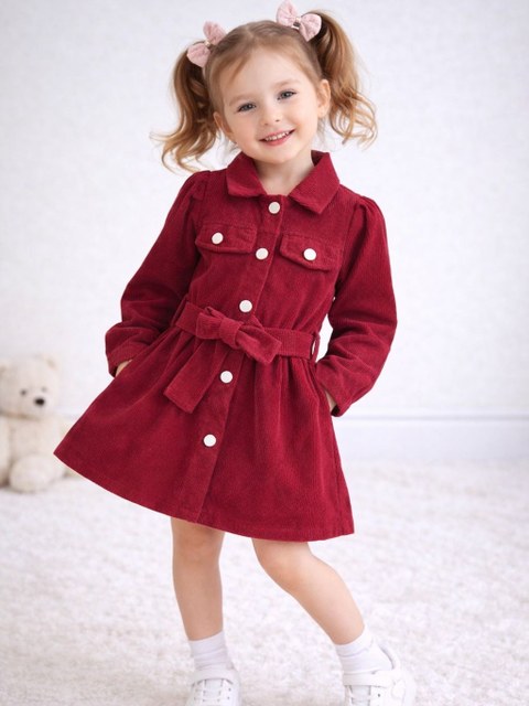 Vestido infantil com cinto (azul)