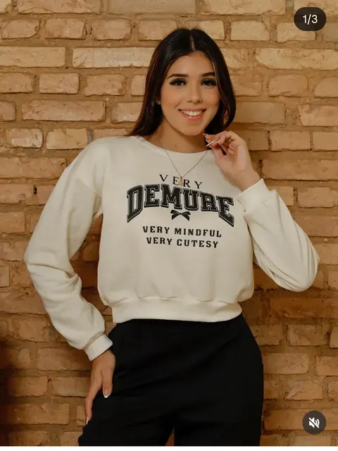 Blusa cropped  moletom flanelada 2 cabos juvenil