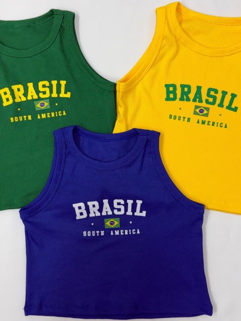 Cropped juvenil do Brasil tecido Ribana (O)