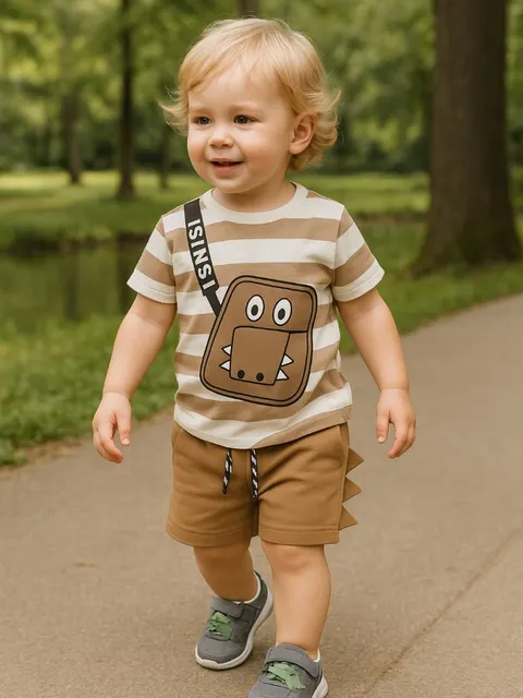 Conjunto infantil masculino bermuda e camiseta