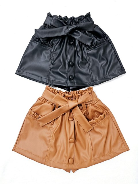 Shorts saia com cinto infantil couro fale (31)