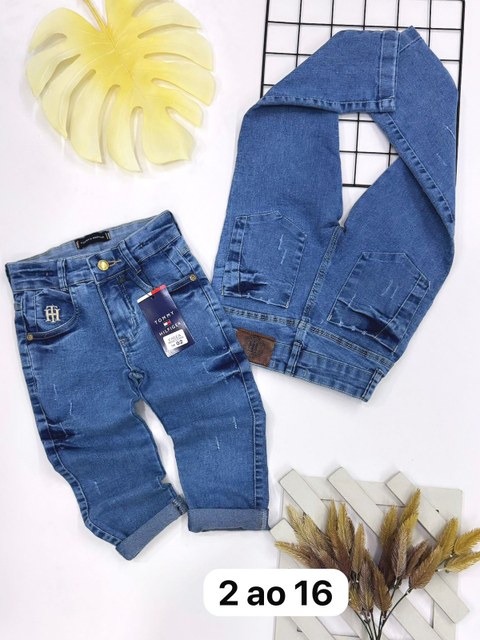 Calça jeans masculina infantil e juvenil 1 linha