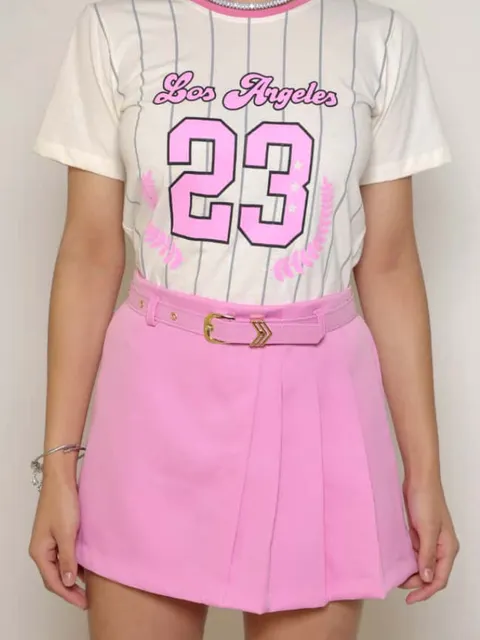 Shorts saia Plissado e com cinto juvenil (O)