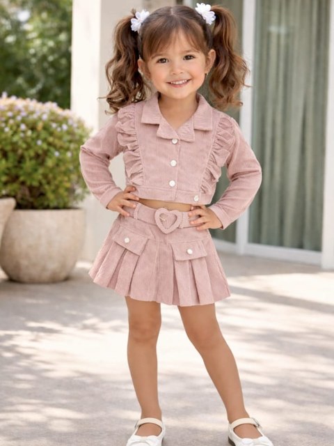 Conjunto infantil shorts saia e casaquinho (Azul N)