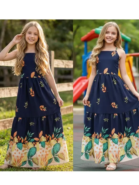 Vestido feminino juvenil estampado (P)