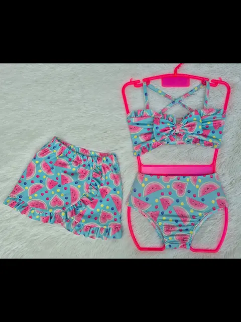 Biquíni infantil 3 peças (Azul)