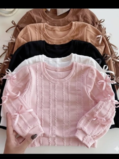 Blusinha infantil manga longa com lacinhos