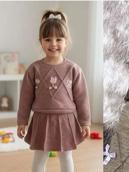 Conjunto feminino infantil shorts saia e blusinha