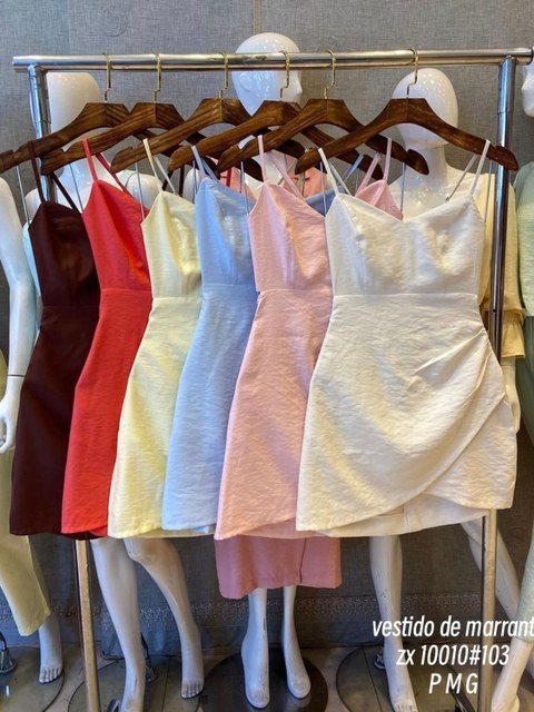 zx10010#103vestido curto de alca  de marrant