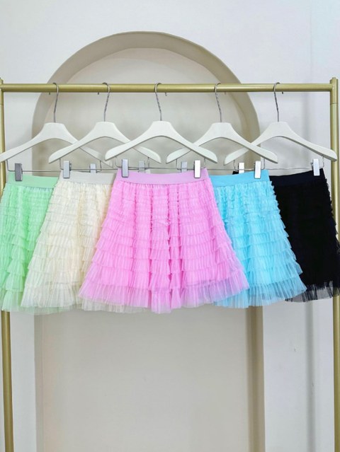 saia curto de tule barbado importado