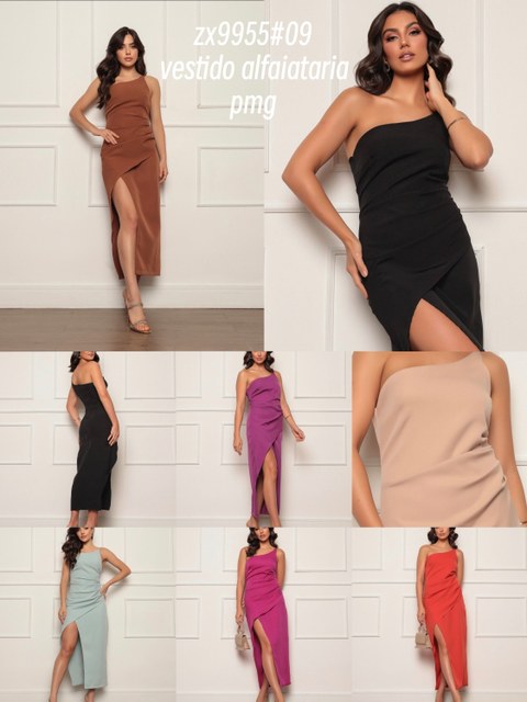 vestido fenda de alfaiataria de um alca