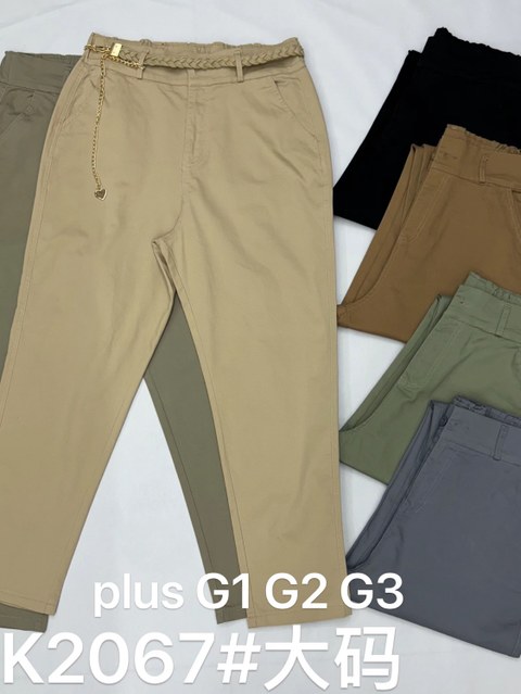 Calça sarja com cinto plus size improtado