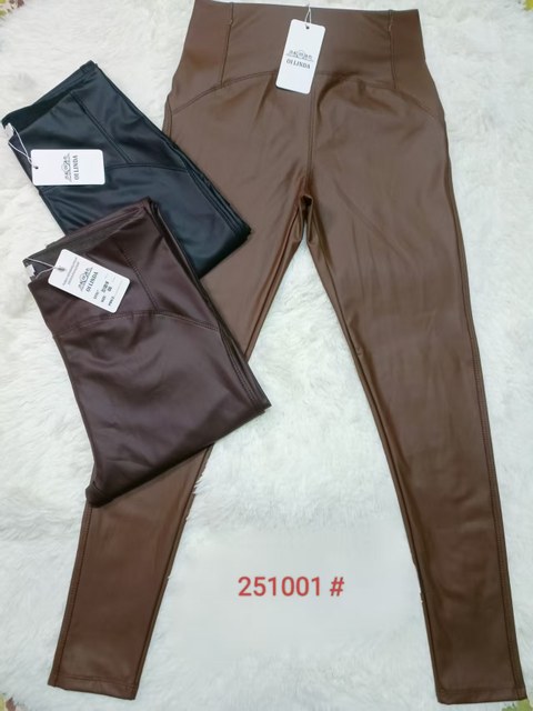 calca legging de couro flanelado importado