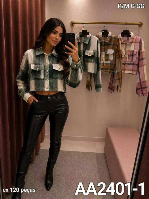 camisa xadrez curto flanelado importado