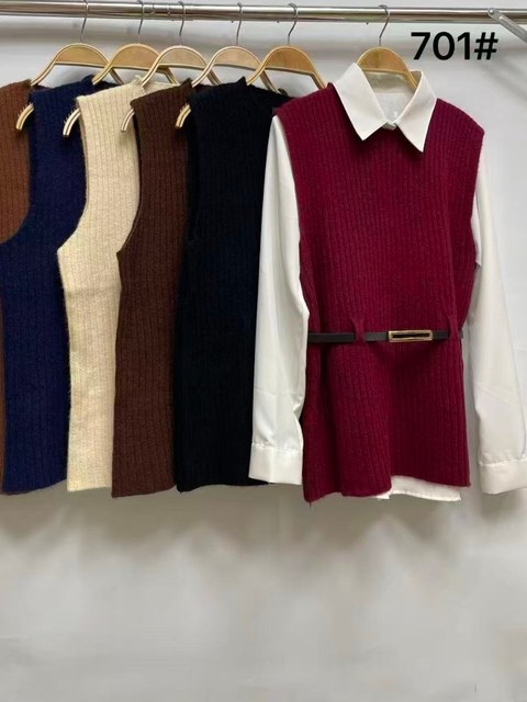 conjunto de 3pecas camisa com colete grosso