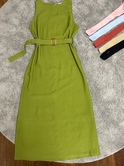 zx-00205vestido longo de marrant com
cinto