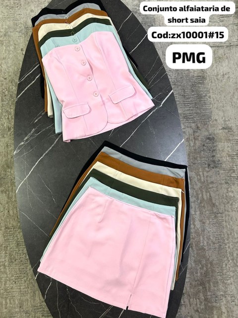zx1001#15conjunto alfaiataria  tomara que caia e short saia