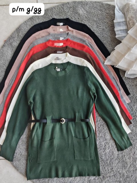 vestido de modal com cinto importado