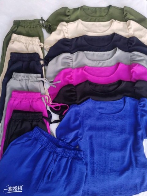 Conjunto Feminino Blusa e Short De Duna Liso Elegante Verão