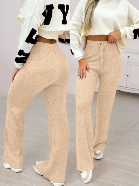 Calça feminino trico corte reto e modal pantalona