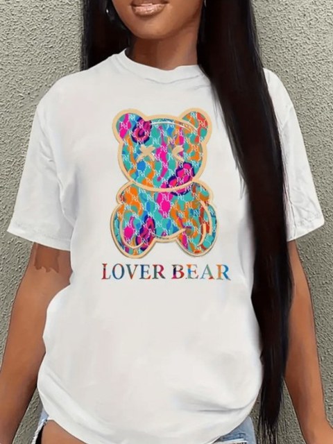 T-shirt camiseta gola Redonda bear verão viscolycra