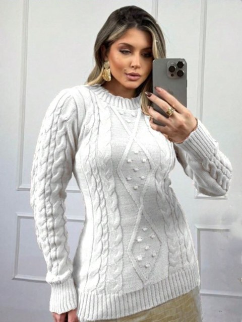 Blusa Sueter Feminimo Trico Trança Inverno