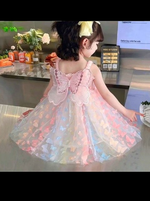 Vestido Bebe Menina Borboleta Princesa Festa Verão Moda