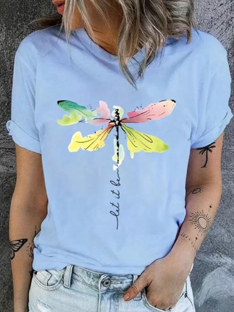 T-shirt camiseta gola Redonda Libelula verão viscolycra