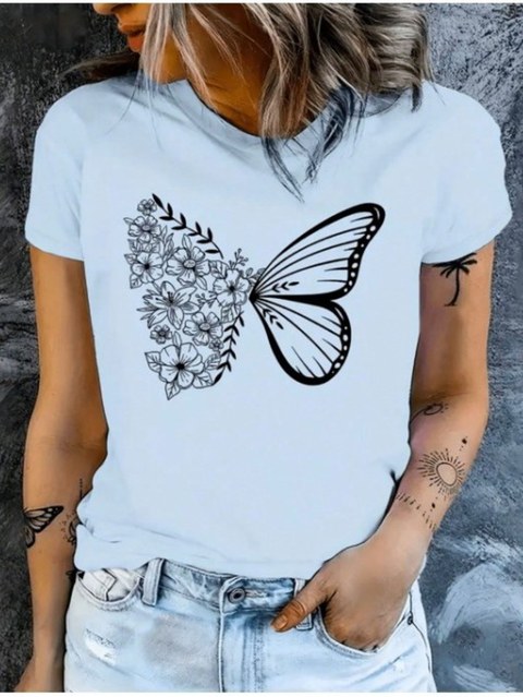 Blusa básica viscolycra borboleta