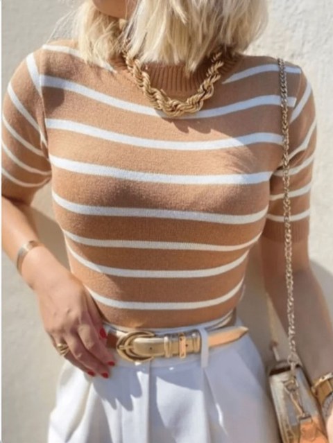 Blusa Cropped Trico Modal Manga Curta Listrada