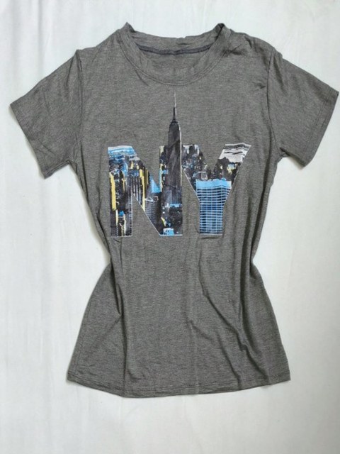 T-shirt camiseta gola Redonda NY verão viscolycra