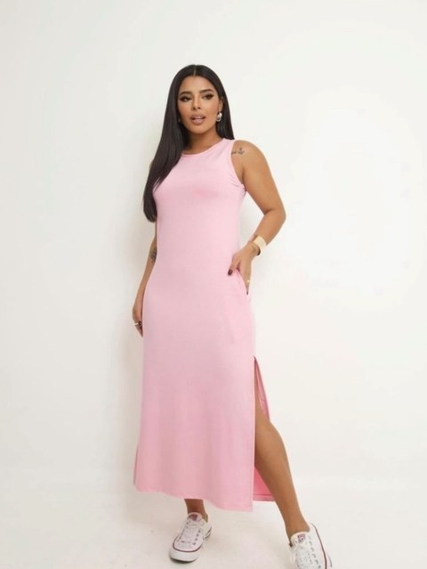 Vestido regata com bolso em moletinho