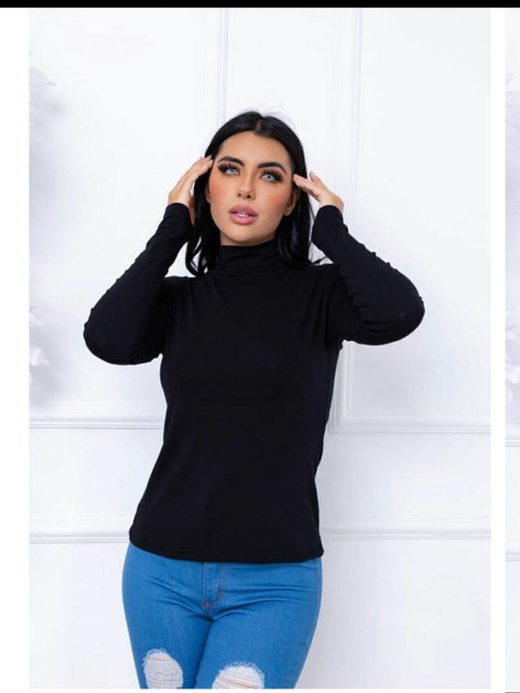 Blusa gola alta manga longa em viscolycra Livia