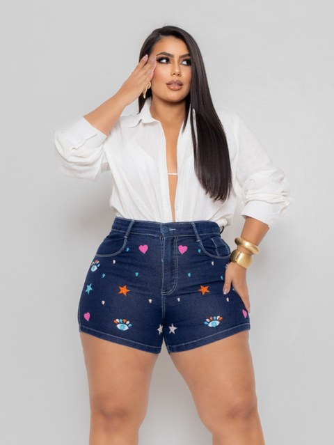 SHORT JEANS PLUS SIZE ESTRELA