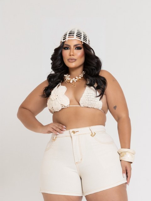 SHORT PLUS SIZE OFF WHITE