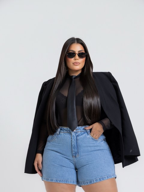 SHORT JEANS PLUS SIZE FEMININO VINTAGE CLARO