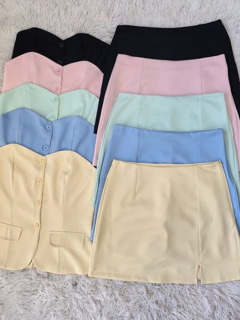 Conjunto short saia e croppd 1015#