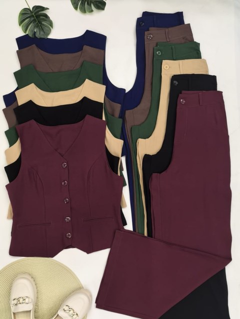 Conjunto feminino de marrant colete com calça