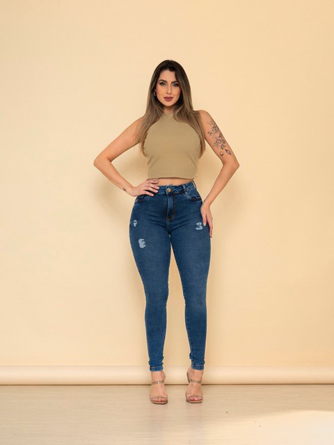 Calça jeans feminina shinny levanta bumbum