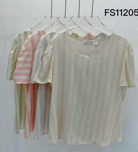 Mangas curtas listradas femininas   Enzo