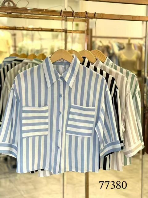 Camisa manga 3/4 tecido linho feminina    Enzo
