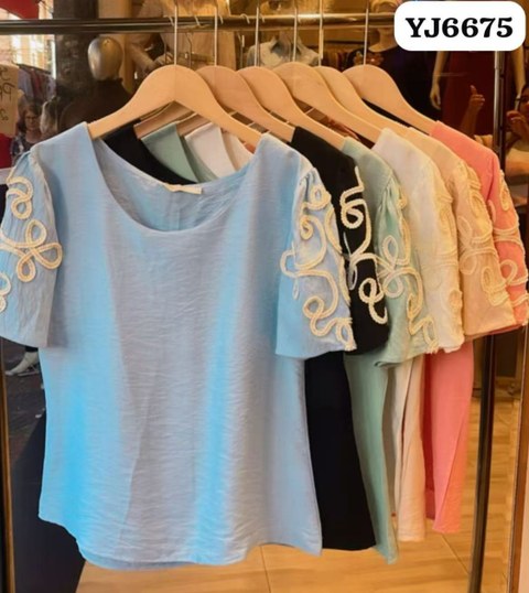 Blusa manga bordada feminina Enzo