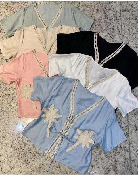 Cropped com bordado feminina Enzo