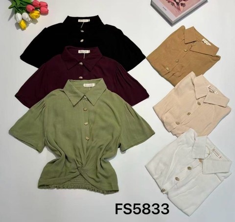 Blusa cropped manga curta feminina   Enzo