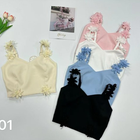 Cropped com Elástico com bordado   Enzo