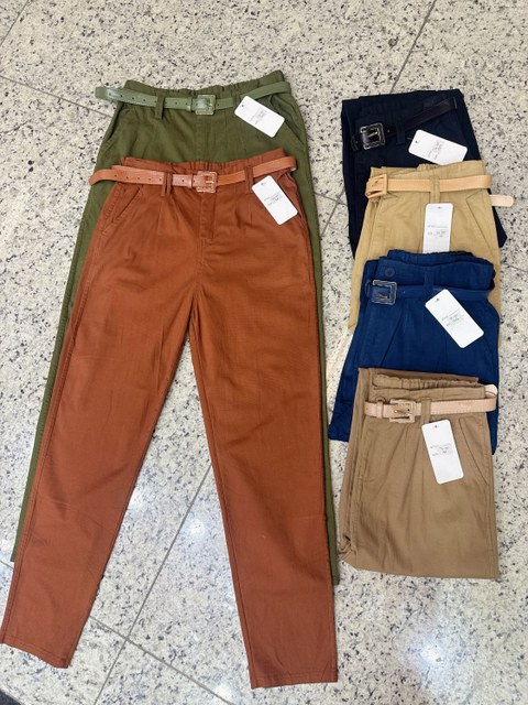 Calça saja com cinto   Enzo