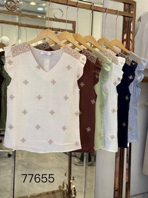 Sem manga com bordado feminina   Enzo