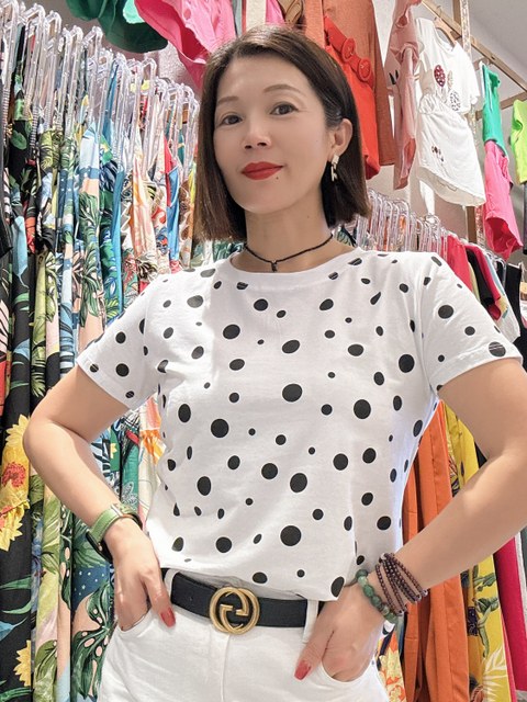 Camiseta bolinhas tendência verão Atacado e varejo
