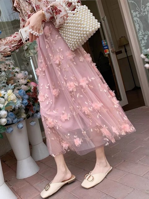 Lançamento de saia tule com flor 🌺 3D